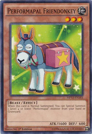 1st Edition, 2015 Mega-Tins Mega Pack, Beast, Common, Earth, Effect Monster Performapal Friendonkey [MP15-EN193] Common - Trading Card World