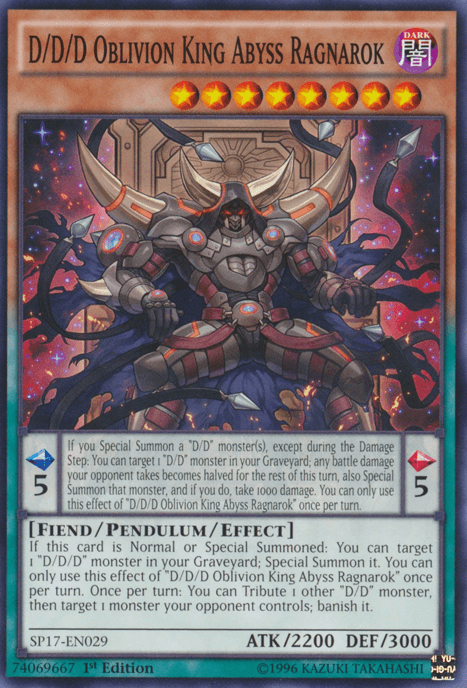 1st Edition, Common, Dark, Fiend, Pendulum/Effect Monster, Star Pack - Battle Royal D/D/D Oblivion King Abyss Ragnarok [SP17-EN029] Common - Trading Card World