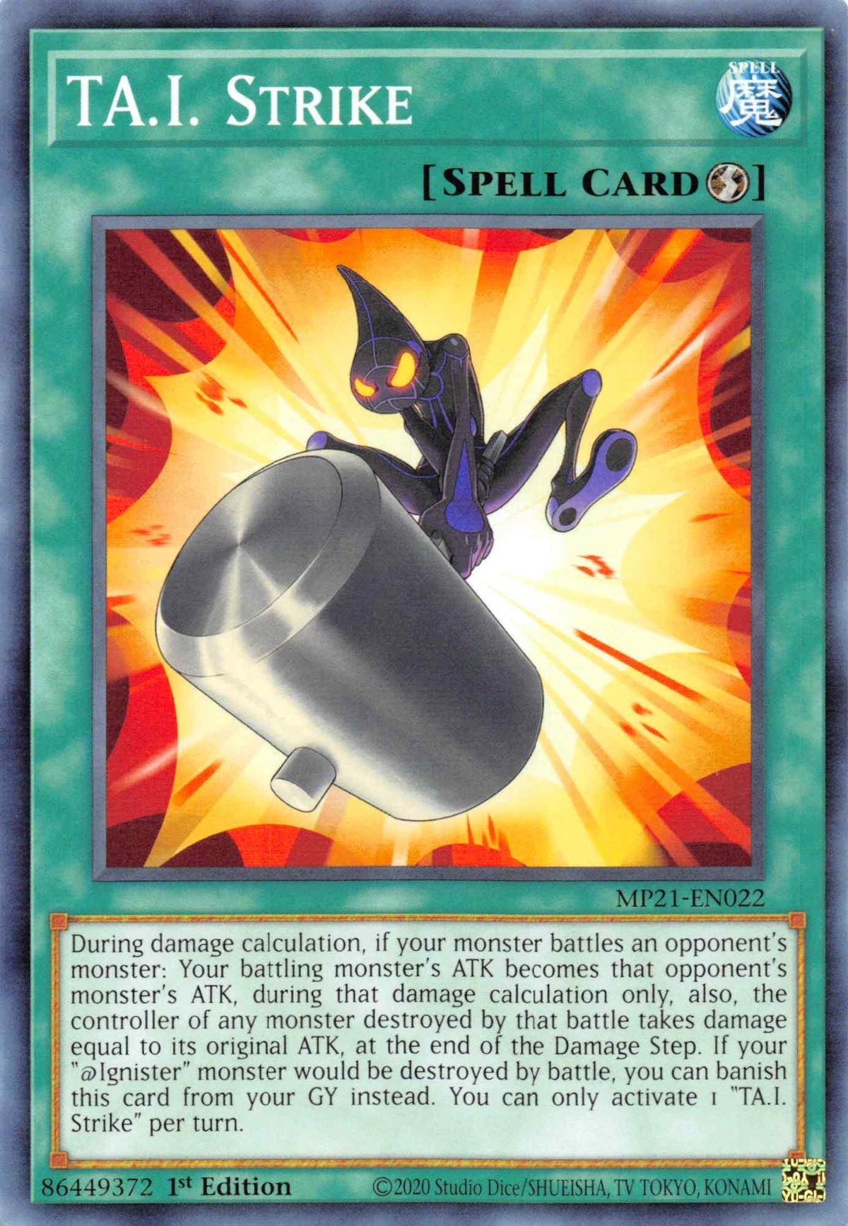 1st Edition, 2021 Tin of Ancient Battles, Common, Quick-Play Spell, Spell TA.I. Strike [MP21-EN022] Common - Trading Card World