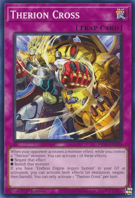 1st Edition, Common, Dueling Heroes Collectors Tin - Mega Pack (25th Anniversary Edition), Normal Trap, Trap Therion Cross [MP23-EN100] Common - Trading Card World