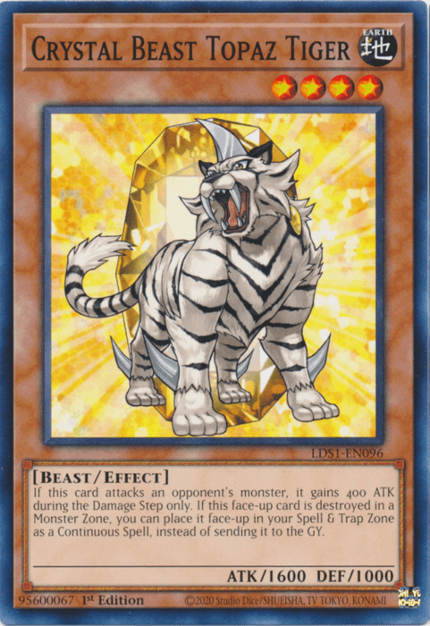 1st Edition, Beast, Common, Earth, Effect Monster, Legendary Duelists: Season 1 Crystal Beast Topaz Tiger [LDS1-EN096] Common - Trading Card World