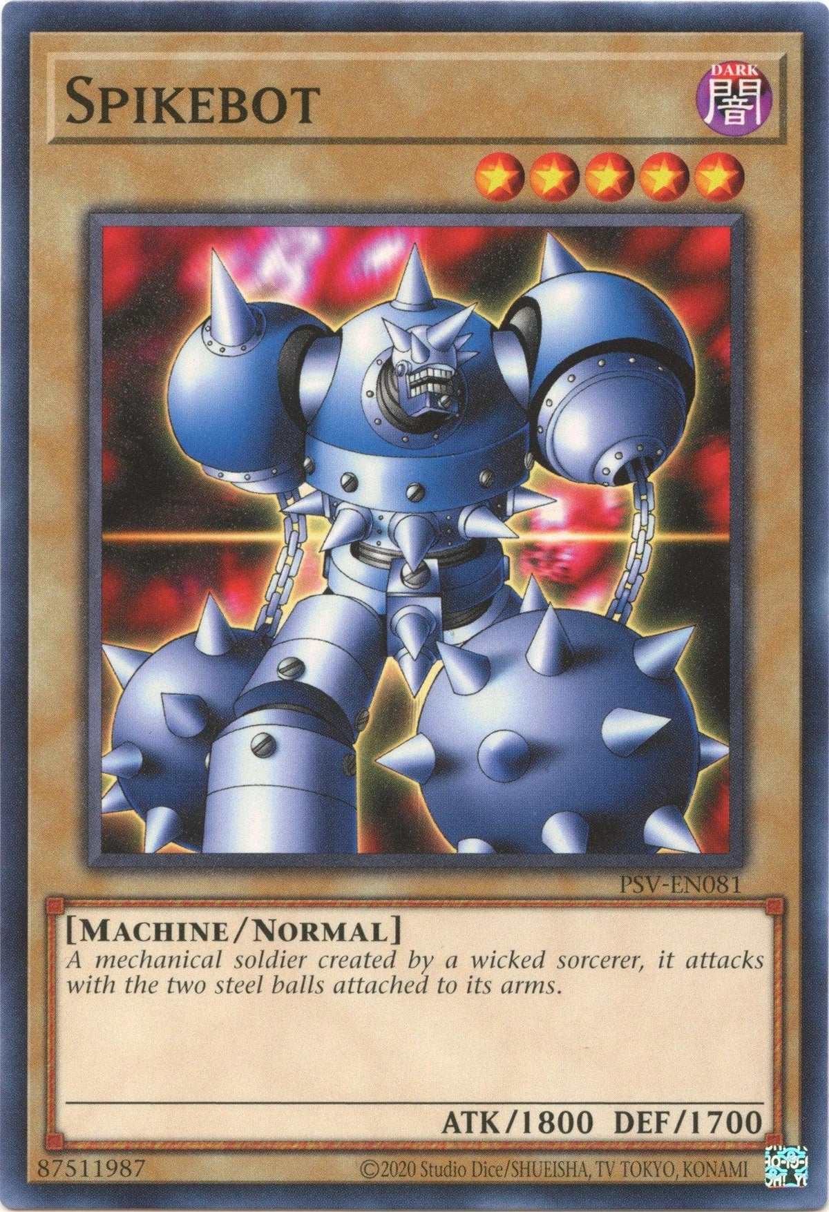Common, Dark, Machine, Normal Monster, Pharaoh's Servant (25th Anniversary Edition), Unlimited Spikebot (25th Anniversary) [PSV-EN081] Common - Trading Card World