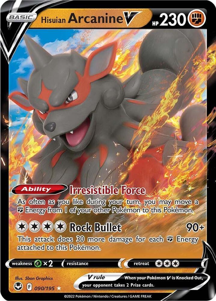 Sword & Shield: Silver Tempest Hisuian Arcanine V (090/195) [Sword & Shield: Silver Tempest] - Trading Card World