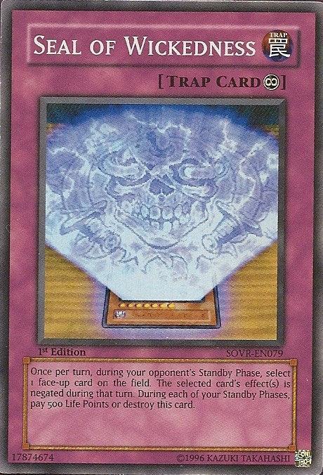 1st Edition, Continuous Spell, Stardust Overdrive, Super Rare, Trap, Unlimited Seal of Wickedness [SOVR-EN079] Super Rare - Trading Card World
