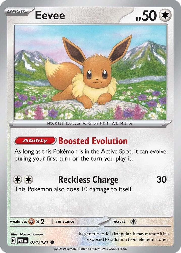 074, Colorless, Common, Fighting [x2], Normal, Reverse Holofoil, Scarlet & Violet: Prismatic Evolutions Eevee (074/131) [Scarlet & Violet: Prismatic Evolutions] - Trading Card World