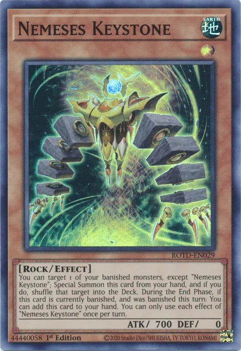 1st Edition, Earth, Effect Monster, Rise of the Duelist, Rock, Super Rare Nemeses Keystone [ROTD-EN029] Super Rare - Trading Card World