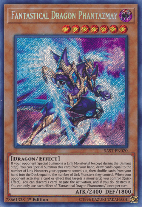 1st Edition, Dark, Dragon, Effect Monster, Savage Strike, Secret Rare, Unlimited Fantastical Dragon Phantazmay [SAST-EN020] Secret Rare - Trading Card World
