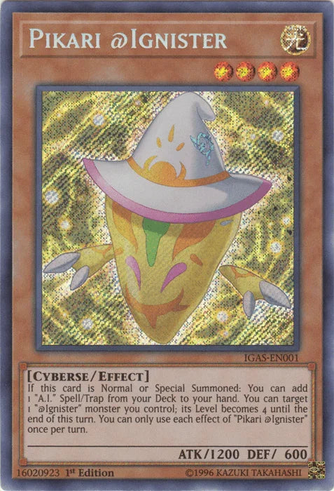 1st Edition, Cyberse, Effect Monster, Ignition Assault, Light, Secret Rare, Unlimited Pikari @Ignister [IGAS-EN001] Secret Rare - Trading Card World