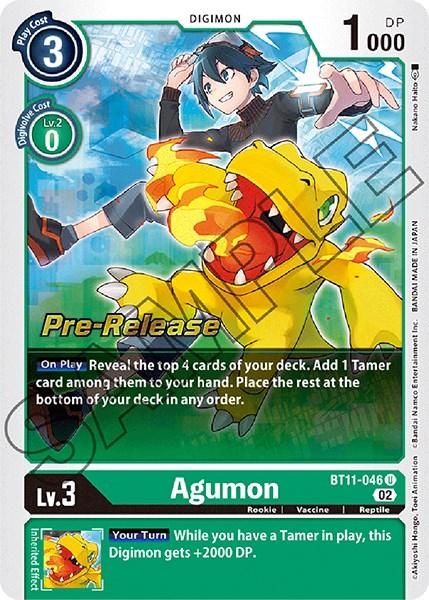 BT11-046, Digimon, Dimensional Phase Pre-Release Promos, Green, Reptile, Rookie, Uncommon, Vaccine Agumon [BT11-046] [Dimensional Phase Pre-Release Promos] - Trading Card World