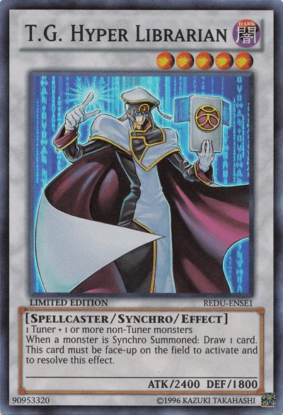 Dark, Limited, Return of the Duelist: Special Edition, Spellcaster, Super Rare, Synchro/Effect Monster T.G. Hyper Librarian [REDU-ENSE1] Super Rare - Trading Card World