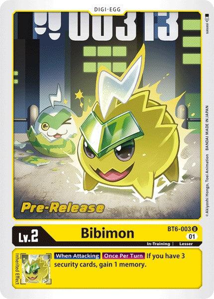 BT6-003, Digi-Egg, Double Diamond Pre-Release Cards, In-Training, Lesser, Uncommon, Yellow Bibimon [BT6-003] [Double Diamond Pre-Release Cards] - Trading Card World
