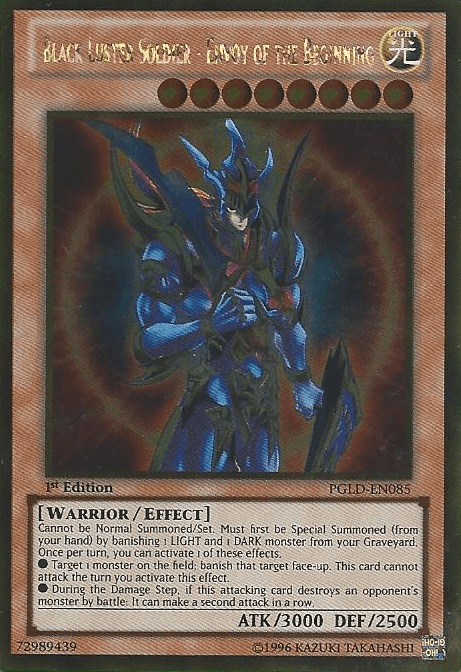 1st Edition, Effect Monster, Gold Rare, Light, Premium Gold, Unlimited, Warrior Black Luster Soldier - Envoy of the Beginning [PGLD-EN085] Gold Rare - Trading Card World