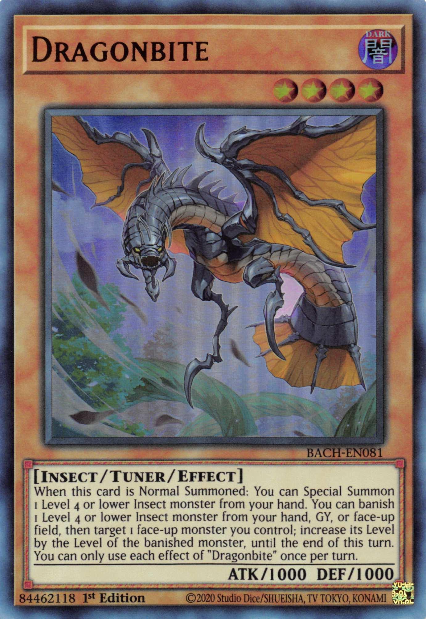 1st Edition, Battle of Chaos, Dark, Insect, Tuner/Effect Monster, Ultra Rare Dragonbite [BACH-EN081] Ultra Rare - Trading Card World