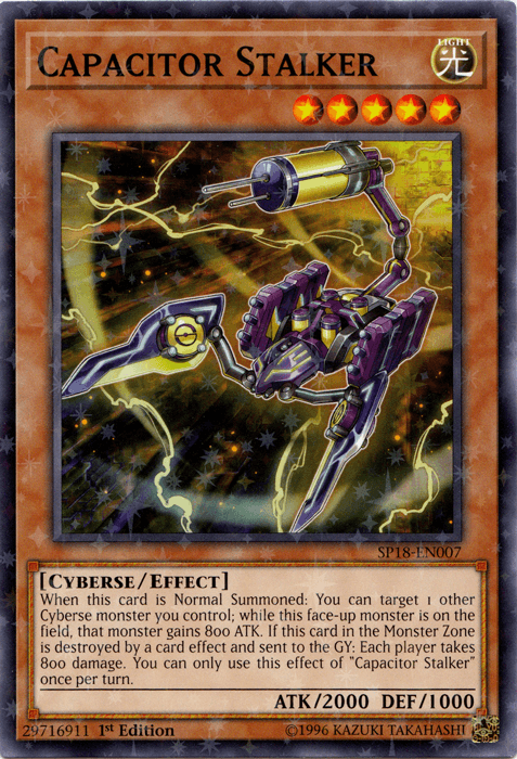 1st Edition, Cyberse, Effect Monster, Light, Star Pack VRAINS, Starfoil Rare Capacitor Stalker [SP18-EN007] Starfoil Rare - Trading Card World