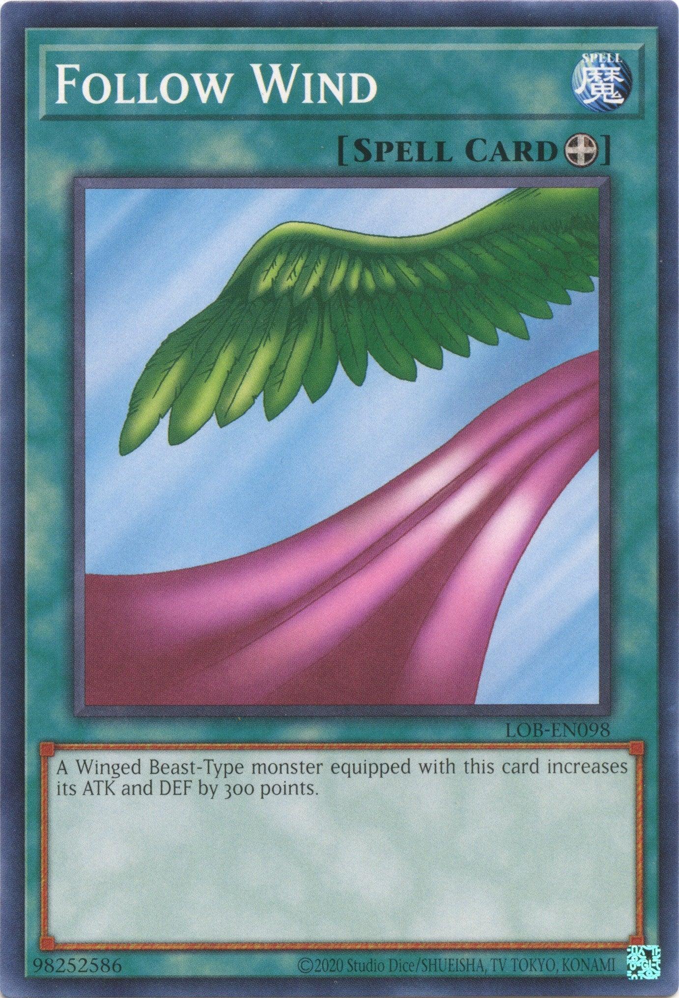 Common, Equip Spell, Legend of Blue Eyes White Dragon (25th Anniversary Edition), Spell, Unlimited Follow Wind (25th Anniversary) [LOB-EN098] Common - Trading Card World