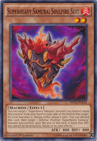 1st Edition, 2015 Mega-Tins Mega Pack, Common, Effect Monster, Fire, Machine Superheavy Samurai Soulfire Suit [MP15-EN134] Common - Trading Card World