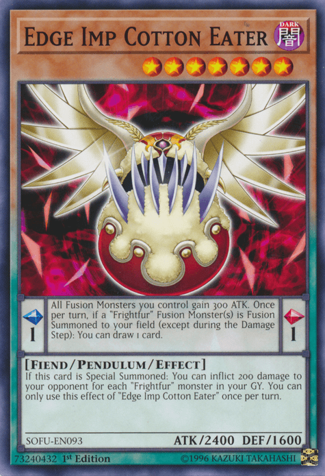 1st Edition, Common, Dark, Fiend, Pendulum/Effect Monster, Soul Fusion, Unlimited Edge Imp Cotton Eater [SOFU-EN093] Common - Trading Card World