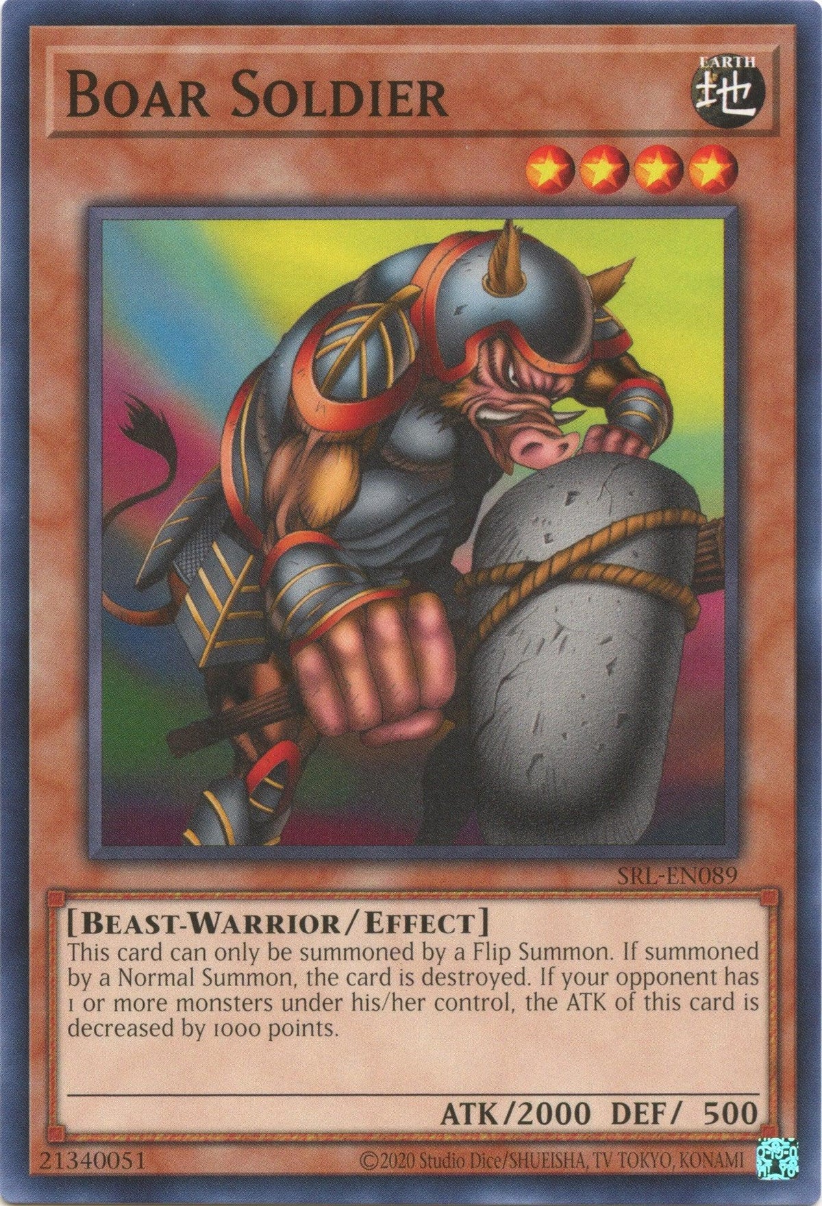 Beast-Warrior, Common, Earth, Effect Monster, Spell Ruler (25th Anniversary Edition), Unlimited Boar Soldier (25th Anniversary) [SRL-EN089] Common - Trading Card World