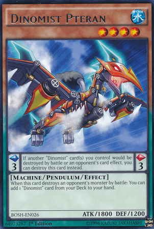 1st Edition, Breakers of Shadow, Machine, Pendulum/Effect Monster, Rare, Unlimited, Water Dinomist Pteran [BOSH-EN026] Rare - Trading Card World