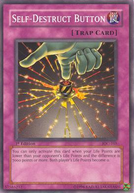 1st Edition, Common, Invasion of Chaos, Normal Trap, Trap, Unlimited Self-Destruct Button [IOC-105] Common - Trading Card World