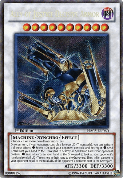 1st Edition, Dark, Hidden Arsenal 3, Machine, Secret Rare, Synchro/Effect Monster, Unlimited Ally of Justice Decisive Armor [HA03-EN060] Secret Rare - Trading Card World