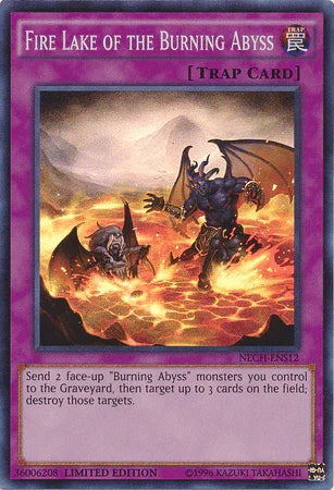 Limited, Normal Trap, Super Rare, The New Challengers, Trap Fire Lake of the Burning Abyss (SE) [NECH-ENS12] Super Rare - Trading Card World
