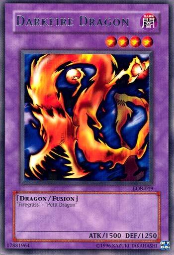 1st Edition, Dark, Dragon, Fusion Monster, Rare, The Legend of Blue Eyes White Dragon, Unlimited Darkfire Dragon [LOB-019] Rare - Trading Card World