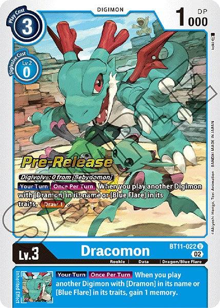 Blue, BT11-022, Data, Digimon, Dimensional Phase Pre-Release Promos, Dragon/Blue Flare, Rookie, Uncommon Dracomon [BT11-022] [Dimensional Phase Pre-Release Promos] - Trading Card World