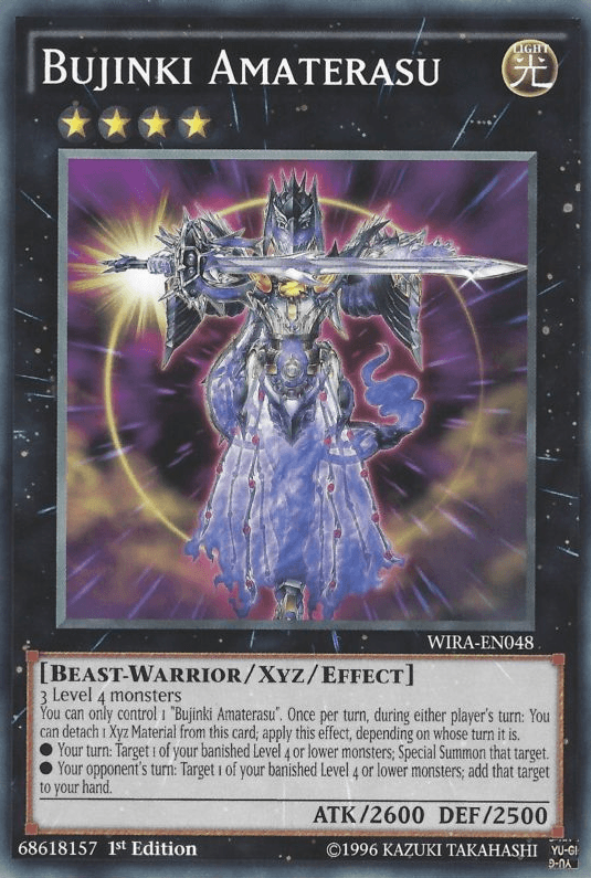 1st Edition, Beast-Warrior, Common, Light, Wing Raiders, Xyz/Effect Monster Bujinki Amaterasu [WIRA-EN048] Common - Trading Card World