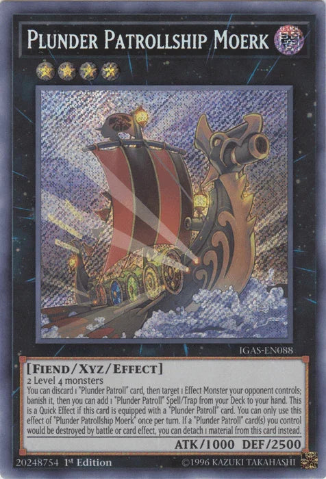 1st Edition, Dark, Fiend, Ignition Assault, Secret Rare, Unlimited, Xyz/Effect Monster Plunder Patrollship Moerk [IGAS-EN088] Secret Rare - Trading Card World