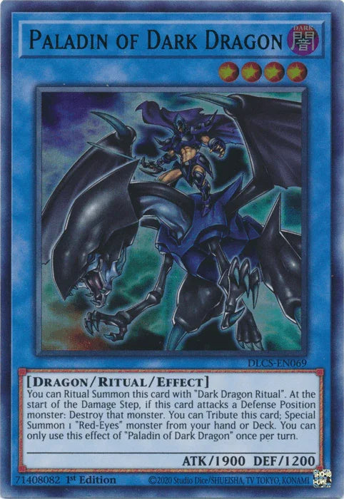 1st Edition, Dark, Dragon, Dragons of Legend: The Complete Series, Ritual/Effect Monster, Ultra Rare Paladin of Dark Dragon (Green) [DLCS-EN069] Ultra Rare - Trading Card World