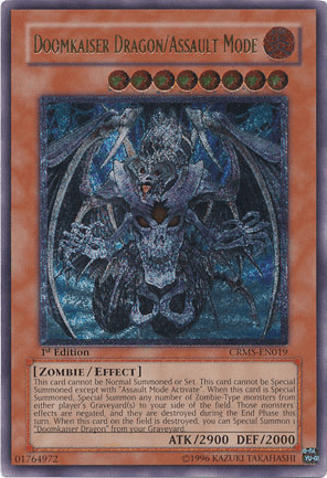 1st Edition, Crimson Crisis, Effect Monster, Fire, Ultimate Rare, Unlimited, Zombie Doomkaiser Dragon/Assault Mode [CRMS-EN019] Ultimate Rare - Trading Card World