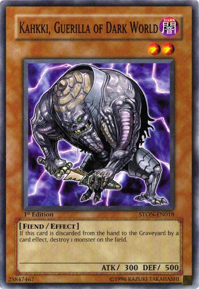 1st Edition, Common, Dark, Effect Monster, Fiend, Strike of Neos, Unlimited Kahkki, Guerilla of Dark World [STON-EN018] Common - Trading Card World