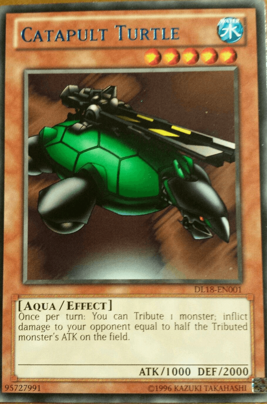Aqua, Duelist League Promo, Effect Monster, Rare, Unlimited, Water Catapult Turtle (Blue) [DL18-EN001] Rare - Trading Card World