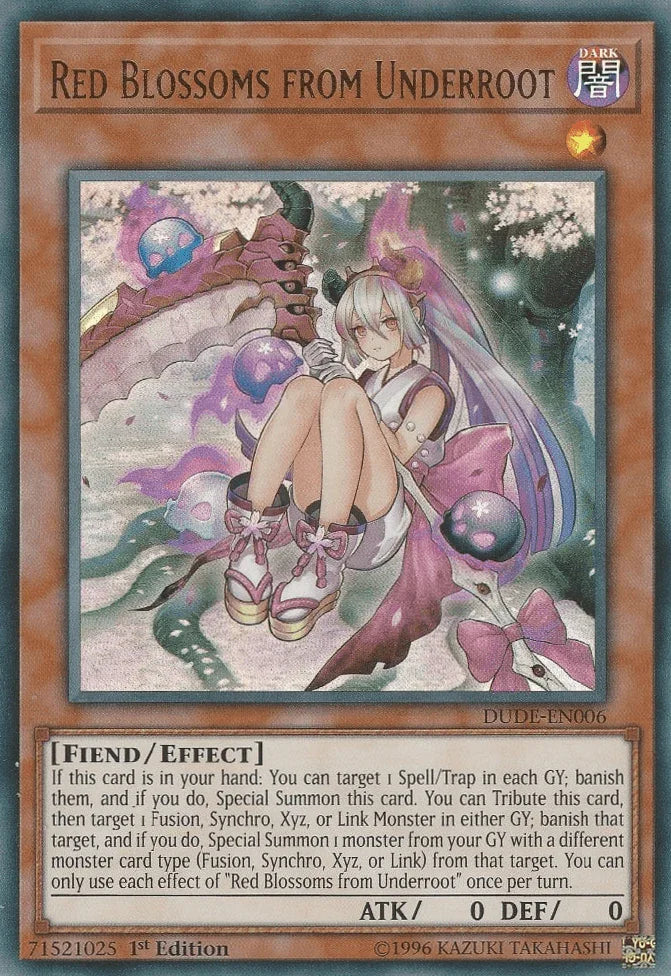 1st Edition, Dark, Duel Devastator, Effect Monster, Fiend, Ultra Rare Red Blossoms from Underroot [DUDE-EN006] Ultra Rare - Trading Card World