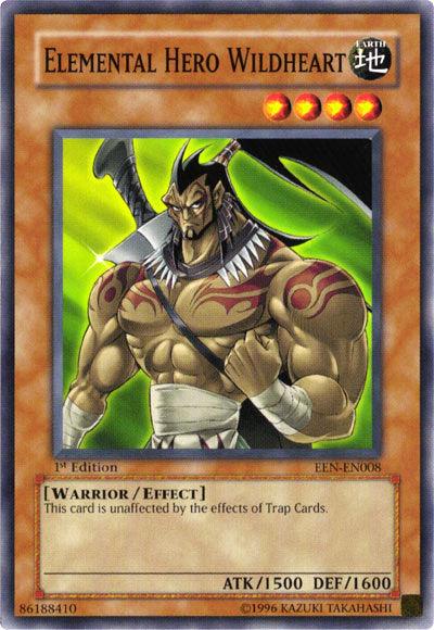 1st Edition, Common, Earth, Effect Monster, Elemental Energy, Unlimited, Warrior Elemental Hero Wildheart [EEN-EN008] Common - Trading Card World