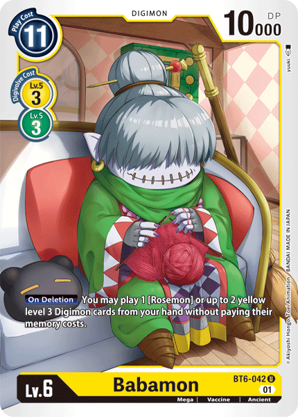 Ancient, BT6-042, Digimon, Double Diamond, Mega, Uncommon, Vaccine, Yellow Babamon [BT6-042] [Double Diamond] - Trading Card World