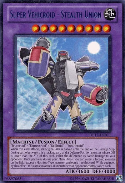 Duelist League Promo, Earth, Fusion/Effect Monster, Rare, Unlimited, Warrior Super Vehicroid - Stealth Union (Blue) [DL12-EN011] Rare - Trading Card World