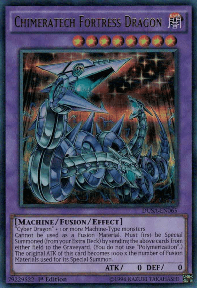 1st Edition, Dark, Duelist Saga, Fusion/Effect Monster, Machine, Ultra Rare Chimeratech Fortress Dragon [DUSA-EN065] Ultra Rare - Trading Card World