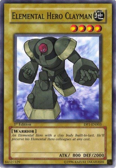 1st Edition, Common, Duelist Pack 1: Jaden Yuki, Earth, Normal Monster, Unlimited, Warrior Elemental Hero Clayman [DP1-EN003] Common - Trading Card World