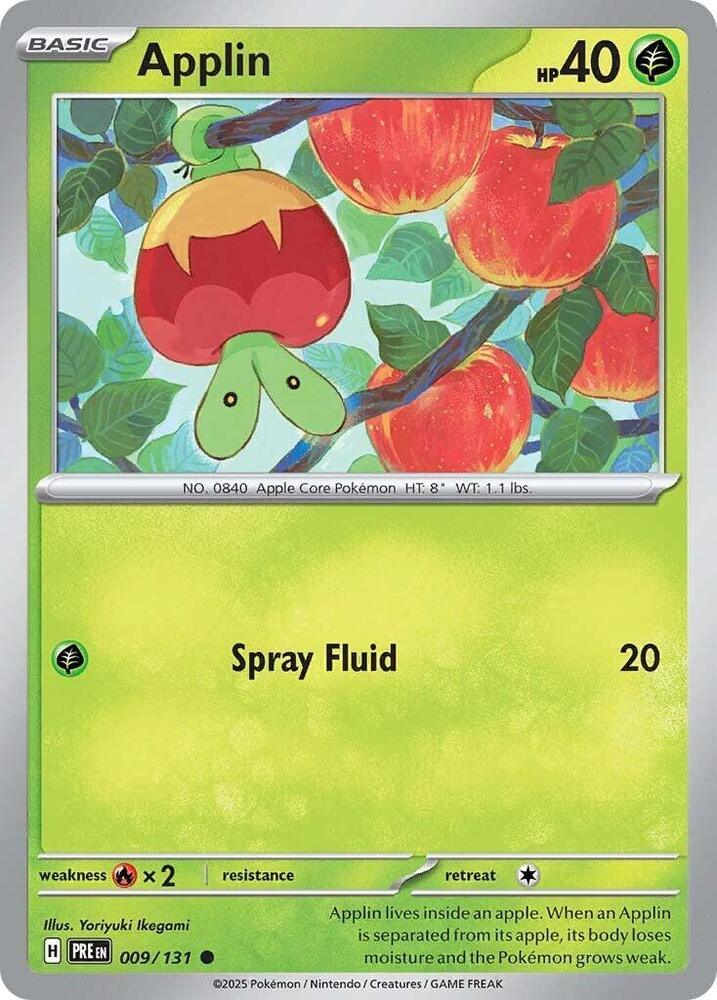 009, Common, Fire [x2], Grass, Normal, Reverse Holofoil, Scarlet & Violet: Prismatic Evolutions Applin (009/131) [Scarlet & Violet: Prismatic Evolutions] - Trading Card World