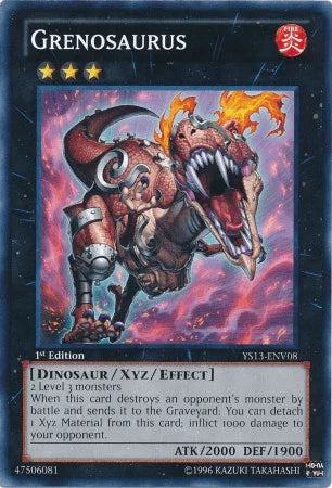 1st Edition, Common, Dinosaur, Fire, Super Starter: V for Victory Power-Up Pack, Unlimited, Xyz/Effect Monster Grenosaurus [YS13-ENV08] Common - Trading Card World