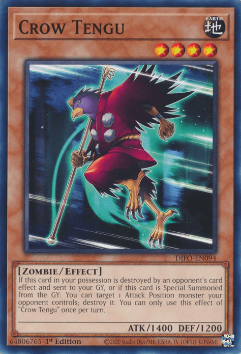 1st Edition, Common, Dimension Force, Earth, Effect Monster, Zombie Crow Tengu [DIFO-EN094] Common - Trading Card World