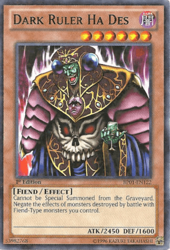 1st Edition, Battle Pack: Epic Dawn, Dark, Effect Monster, Fiend, Starfoil Rare, Unlimited Dark Ruler Ha Des [BP01-EN122] Starfoil Rare - Trading Card World