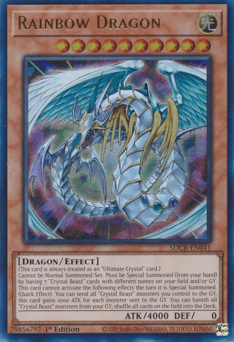 1st Edition, Dragon, Effect Monster, Light, Structure Deck: Legend of the Crystal Beasts, Ultra Rare Rainbow Dragon [SDCB-EN041] Ultra Rare - Trading Card World