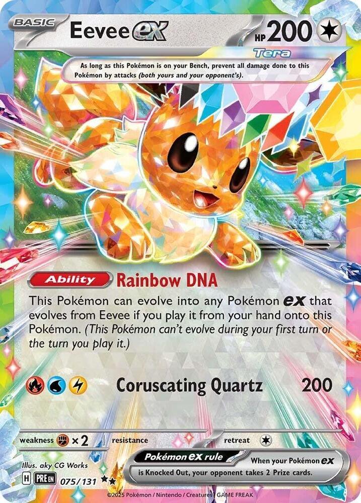 075, Colorless, Double Rare, Fighting [x2], Holofoil, Scarlet & Violet: Prismatic Evolutions Eevee ex (075/131) [Scarlet & Violet: Prismatic Evolutions] - Trading Card World
