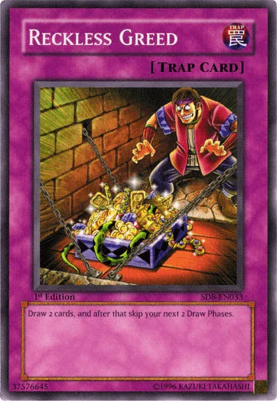 1st Edition, Common, Normal Trap, Structure Deck: Lord of the Storm, Trap, Unlimited Reckless Greed [SD8-EN033] Common - Trading Card World