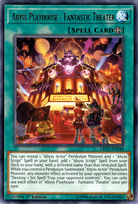 1st Edition, Field Spell, Legendary Duelists: White Dragon Abyss, Rare, Spell Abyss Playhouse - Fantastic Theater [LED3-EN048] Rare - Trading Card World