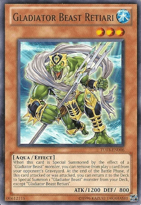 Aqua, Effect Monster, Rare, Turbo Pack: Booster Three, Unlimited, Water Gladiator Beast Retiari [TU03-EN006] Rare - Trading Card World
