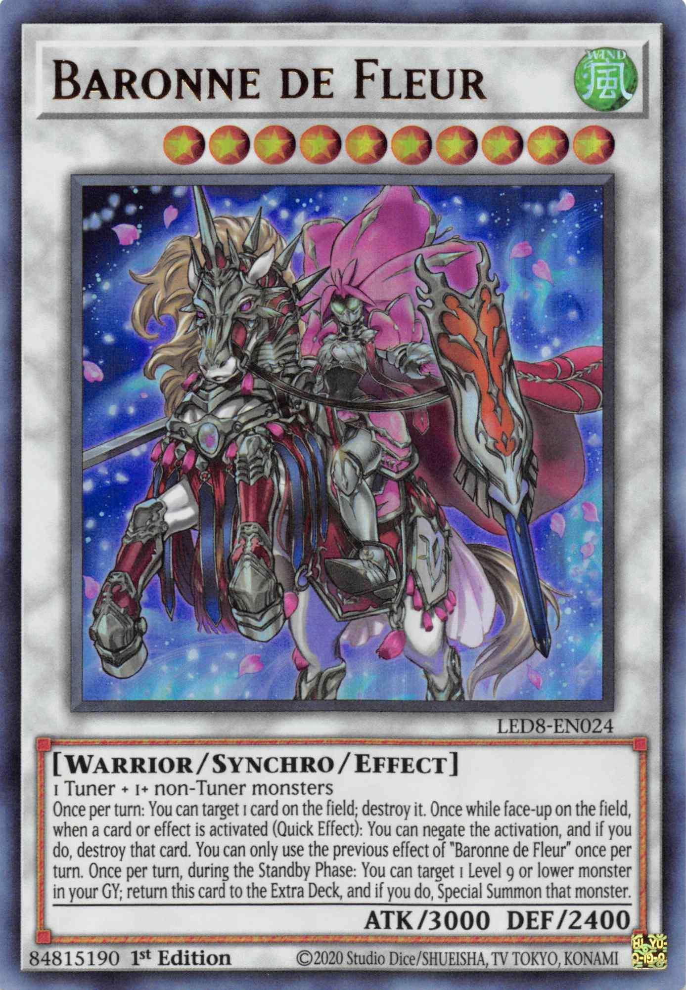 1st Edition, Legendary Duelists: Synchro Storm, Synchro/Effect Monster, Ultra Rare, Warrior, Wind Baronne de Fleur [LED8-EN024] Ultra Rare - Trading Card World